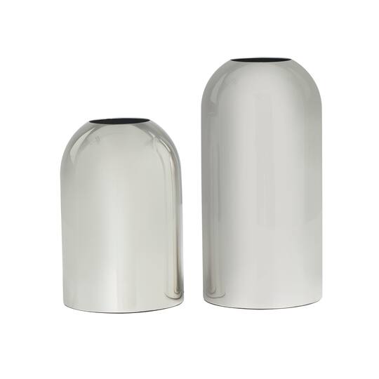 Silver Stainless Steel Vase with a Sleek Mirror Finish Set
